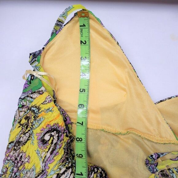 𝅺LONG Yellow Green Spaghetti Strap Polyester Gown- NWOT - Picture 12 of 14